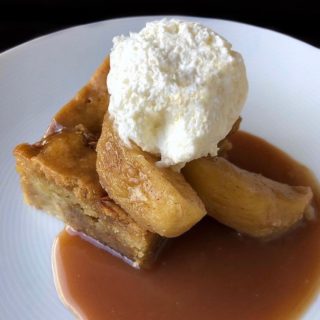 I’m already daydreaming about this and I’m still eating it ? gooey caramel-soaked apple cake with poached apples, whipped cream, + apple whisky sauce